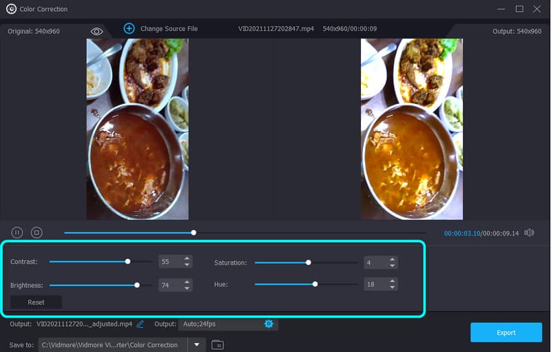 スライダーで露出を調整