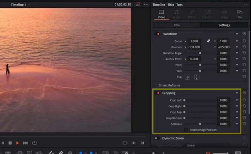 クロップ用スライダーを調整する
