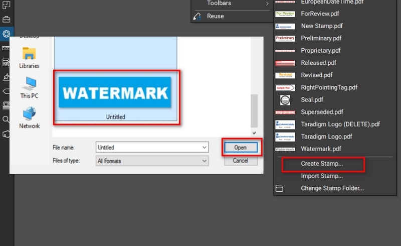 ウォーターマークをインポート