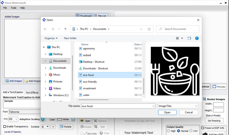 Mass Watermark インターフェース