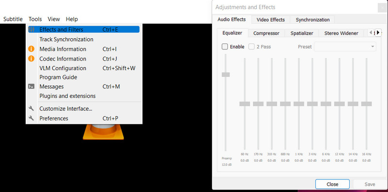 動画エフェクトメニューを開く