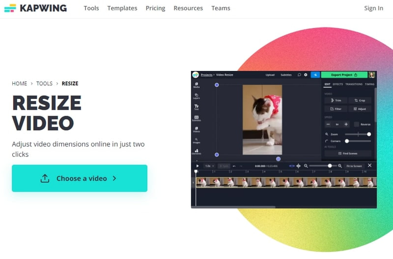 動画をオンラインでリサイズ（Kapwing）
