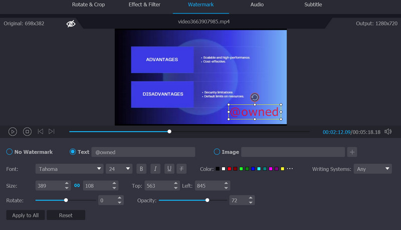 Vidmoreインターフェース