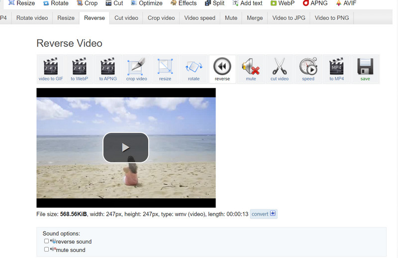 EZGIF 動画逆再生