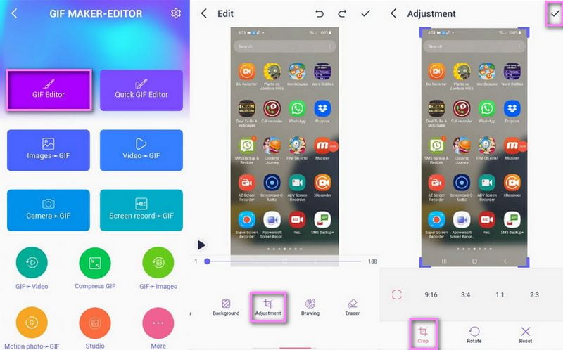 GIFメーカー・エディターでGIFをトリミング