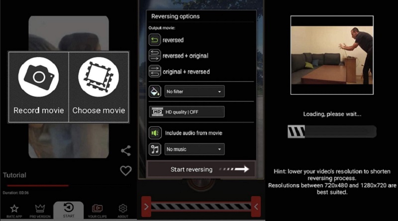 Reverse MovieFX でクリップを逆再生