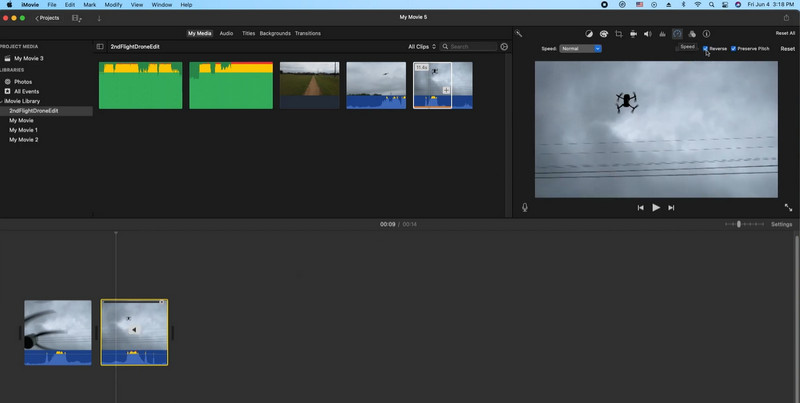iMovie で動画を逆再生