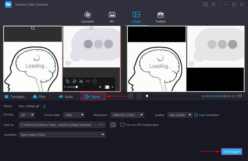 作成したGIFコラージュを書き出す