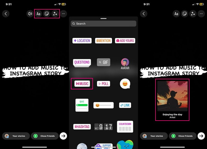 Instagramを使ってストーリーに音楽を追加する
