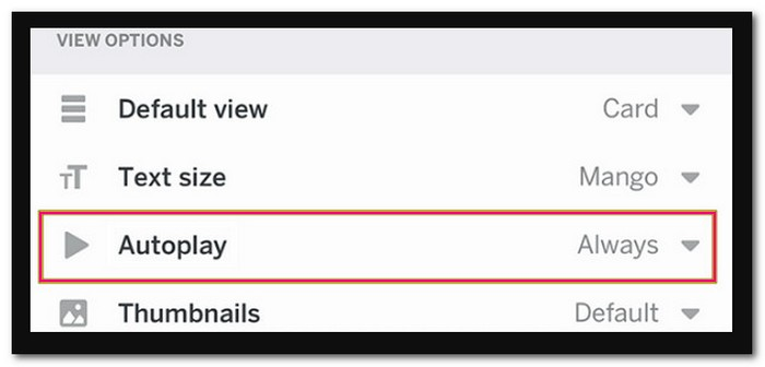 アプリで自動再生をオフにする
