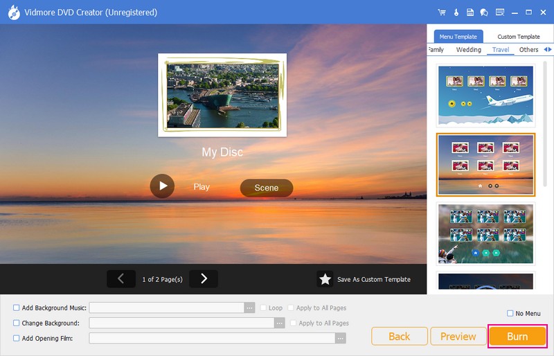 「Burn」ボタンをクリック