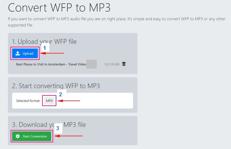 WFP を MP3 にオンライン変換する方法