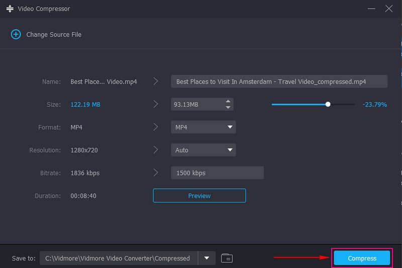 Compress ボタンをクリック