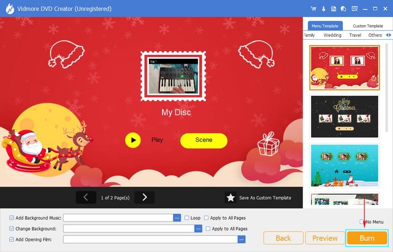 Burn ボタンを押す