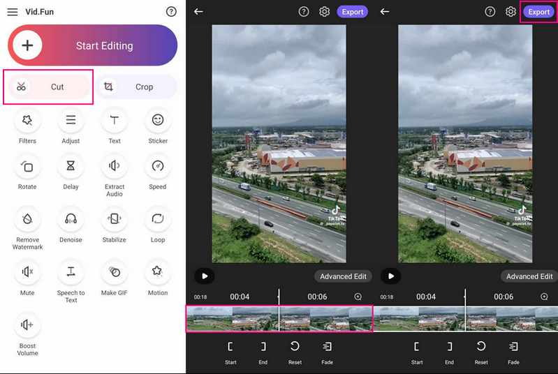 Vid.Funで動画をトリミングして長さの条件を満たす