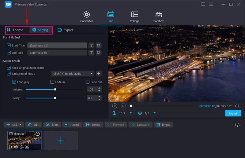 テーマの開始・終了タイトルと背景音楽を追加します