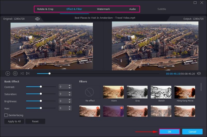 インポートした動画ファイル上の編集ボタンをクリックする