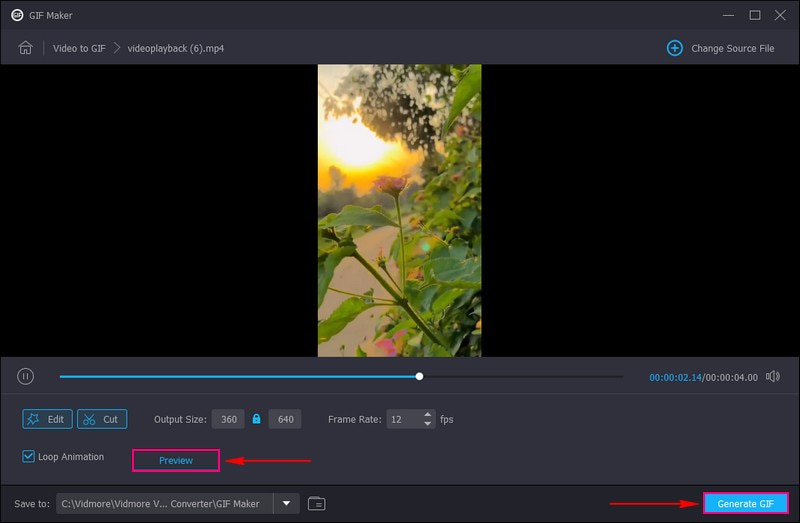 GIFを作成をクリックする