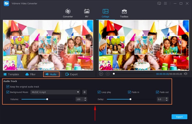 バックグラウンドミュージックにチェックを入れる