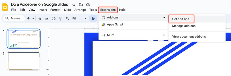 Google スライドでナレーションレコーダー Murf にアクセス