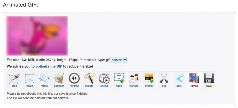オンラインで結合した GIF をダウンロード EZGIF