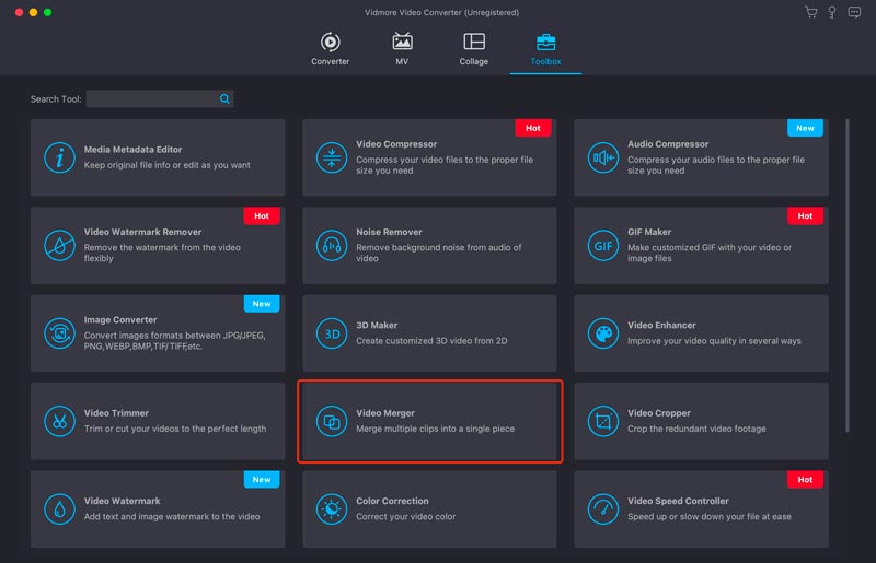 ツールボックスで動画結合を開く