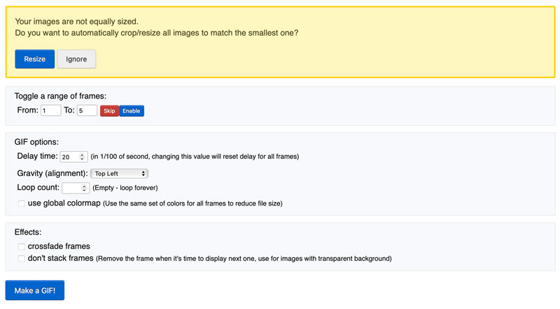 オンラインで GIF をリサイズ EZGIF