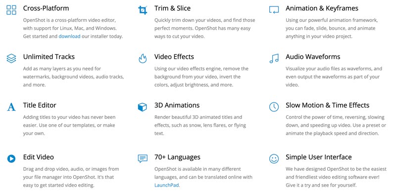 OpenShot Video Editor の機能