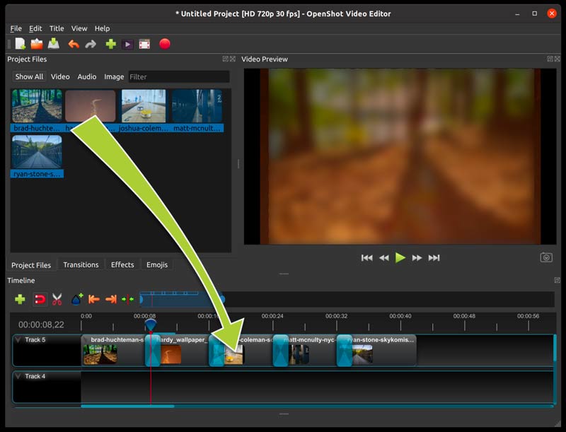 OpenShot Video Editor のタイムライン