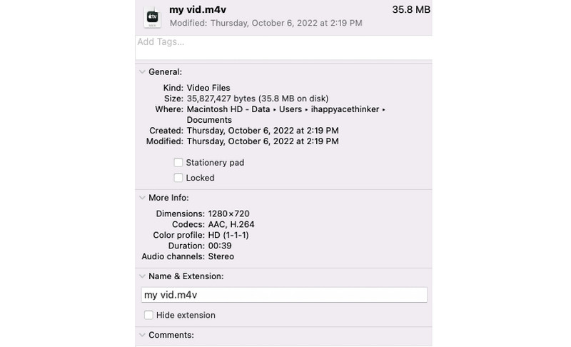 コーデックを確認