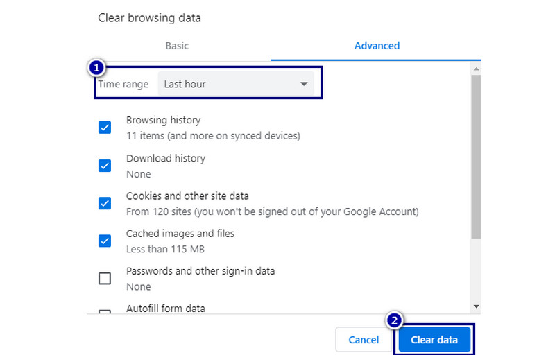 ブラウザーのキャッシュと Cookie を削除する