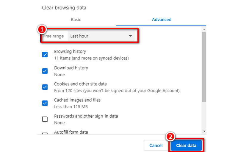 ブラウザーのキャッシュと Cookie を削除する