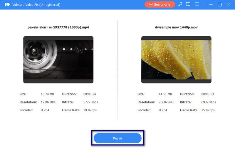 修復ボタンを押す