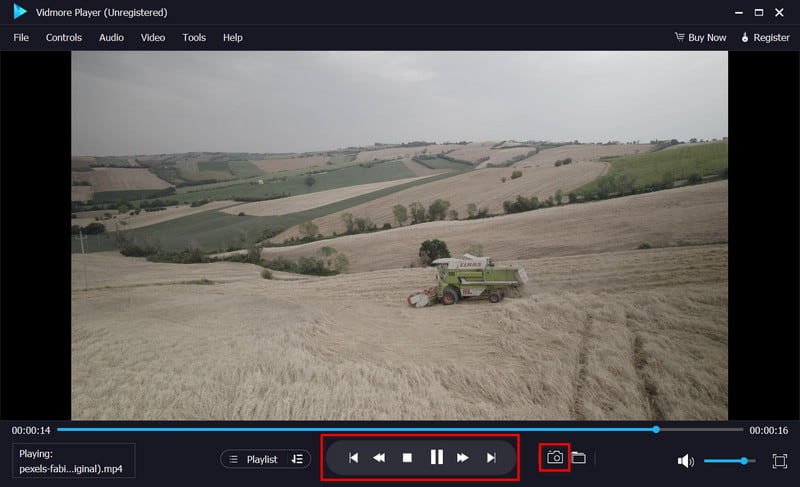 再生設定とスクリーンショット用ボタン