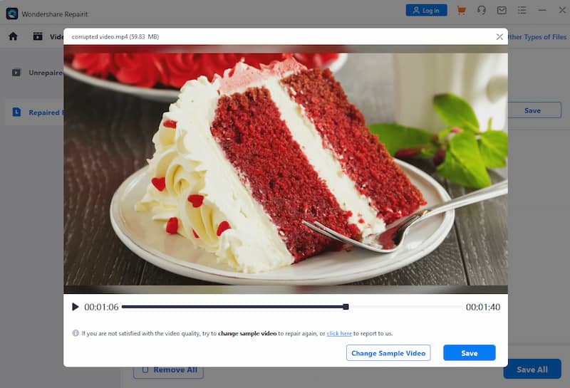RepairIt Video Repair で修復済み動画をプレビューする