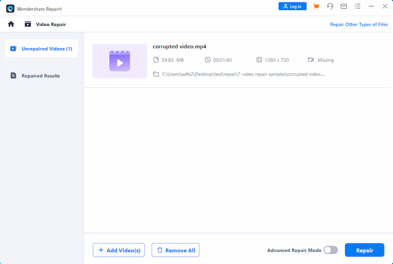 RepairIt Video Repair で動画を修復する