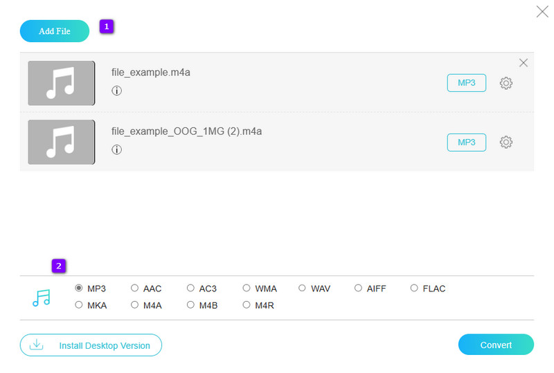 M4A OGG オンライン変換 アップロード