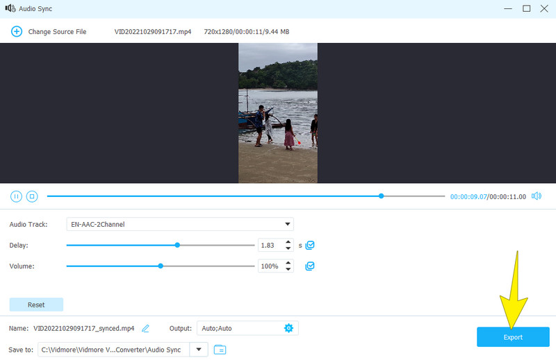 音声遅延修正 書き出し