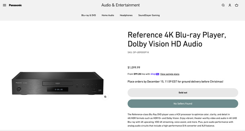 Panasonic 4K Blu-rayプレーヤー DP-UB9000