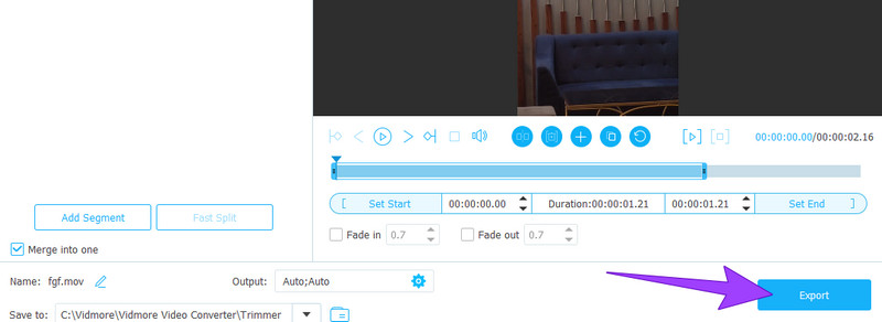 iPhone動画をトリミング Vidmore書き出し