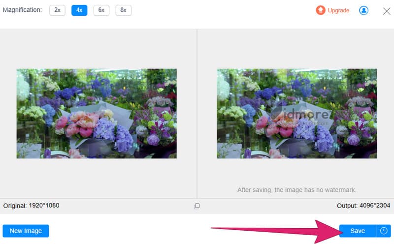 画像をオンラインでアップスケール保存