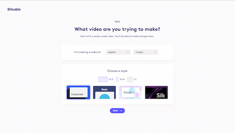 Biteable オンラインムービーメーカー