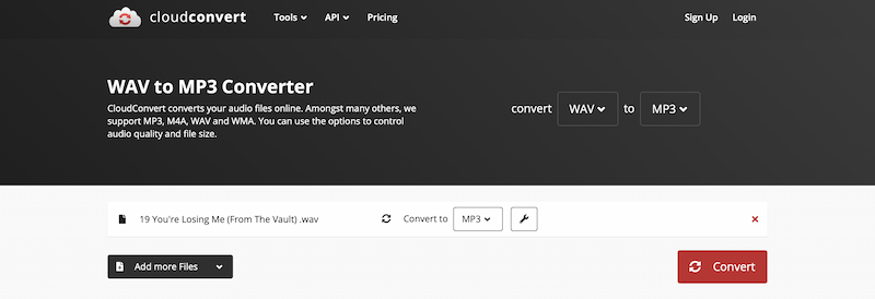 CloudConverter WAV ファイル