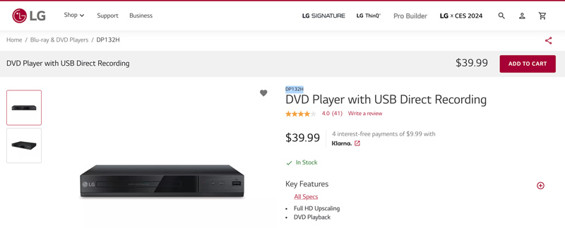 LG ノートパソコン用DVDプレーヤー DP132H