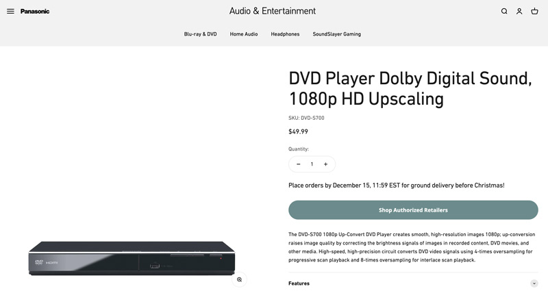 Panasonic DVDプレーヤー DVD S700