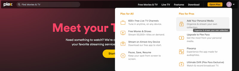 Plex 個人メディアの追加