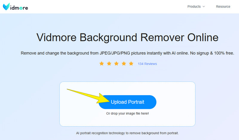 Vidmore Online Background Remover アップロード