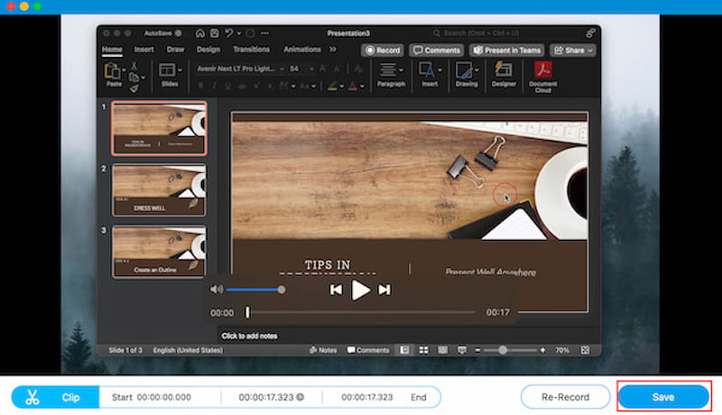 Vidmore Screen Recorder 保存ボタン