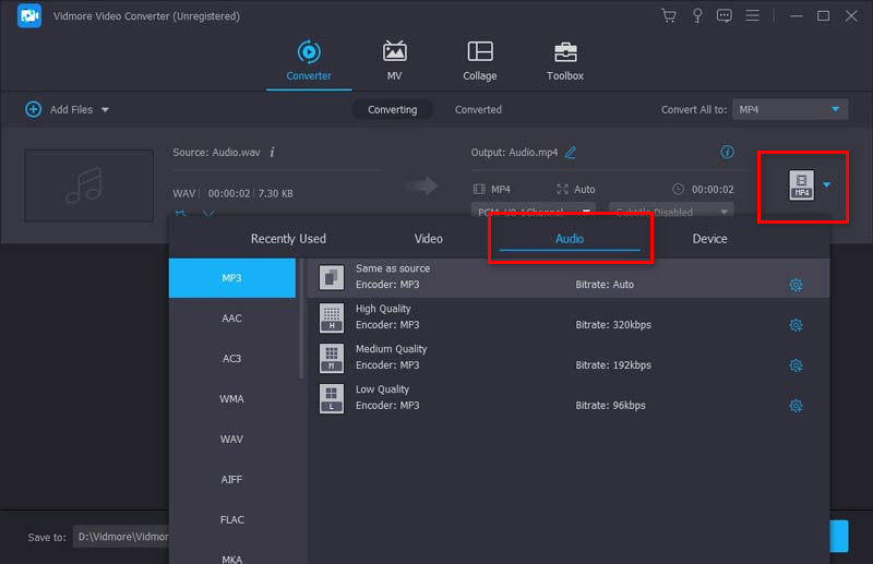 Vidmore Video Converter オーディオ出力