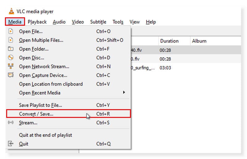 VLC ファイルを開く